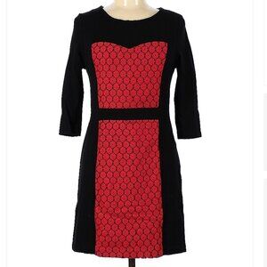 KENSIE Black & Red 3/4 Sleeve Dress Size M